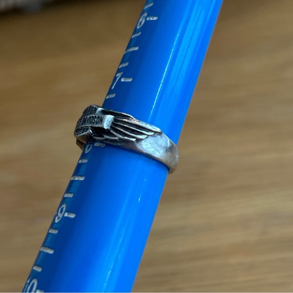 Vintage Harley Davidson Motorcycles 4g .925 Sterling Silver Ring Size 7.75 Wings - Picture 9 of 11